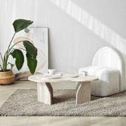 Organische Salontafel Travertin Melamine marmer look Melta - 105x65 cm