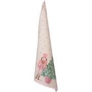Clayre & Eef Theedoek  50x70 cm Beige Roze Katoen Notenkraker Keukenha...