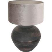Anne Lighting - tafellamp - Lyons - zwart - hout velours stof - Ø 40cm...