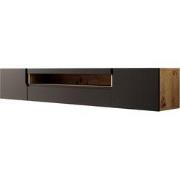 Meubella TV-Meubel Dylan - Mat zwart - Eiken -  200 cm