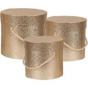Clayre & Eef Opbergdoos Set van 3 Ø 18x17/15x15/13x12 cm Goudkleurig P...