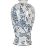 Clayre & Eef Vaas Ø 23x42 cm Wit Blauw Keramiek Bloemen