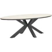 Edison tafel - ovaal - 280x140 cm - carbon black -light teak Vironwood