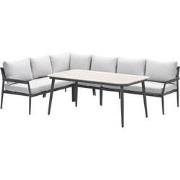Barcelona lounge-diningset -5-dlg. - c. black -dark grey - valley sand