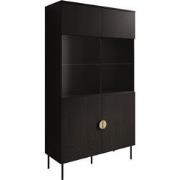 Meubella Vitrinekast Monor - Zwart eiken - 107 cm