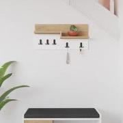 Kapstok 5-Haaks Wit, Eikenhout Melamine - 65 cm