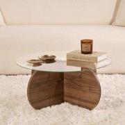 Ronde Salontafel Glas Aris - Walnoot Melamine Onderstel