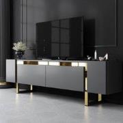 TV Meubel Antraciet Yildiz 180x50x30 - Gouden Frame