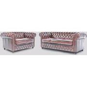 Chesterfield Bank Original Leer | 2 + 3 zits | Antiek Bruin | 12 jaar ...