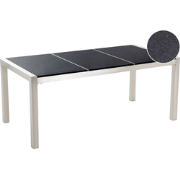 Beliani GROSSETO - Tuintafel-Zwart-Graniet, RVS