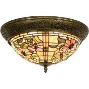 LumiLamp Plafondlamp Tiffany  Ø 38x19 cm  Beige Roze Glas Driehoek Blo...