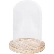 Clayre & Eef Stolp  Ø 12x17 cm Glas Hout Rond Glazen Stolp