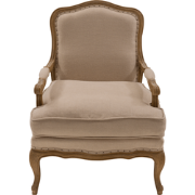Fauteuil van massief eikenhout en stof L74 cm - LOUIS XV