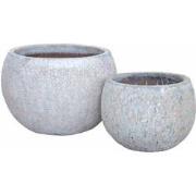 PTMD Bloempot Caedyn - 42x42x30 cm - Keramiek - Wit - Set van 2