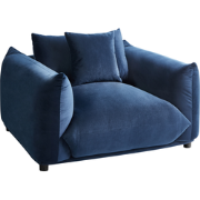 Beliani LUVOS - Fauteuil-Blauw-Fluweel
