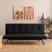 3-Zits Slaapbank Zoly Zwart Stof - 180 cm - Zonder armleuningen - Geca...