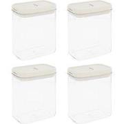 Krumble Voorraadpot rechthoek - set van 4 - 1300 ML - Plastic  - Beige