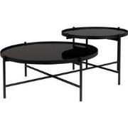 Housecraft Living Li Salontafel Rond Glas/ Metaal Zwart - Set van 2