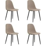 QUVIO Eetkamerstoel Lilly - Polyester - Staal - Lichtbruin - Set van 4