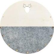 QUVIO Memobord rond hout + half vilt - Grijs