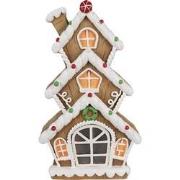 Clayre & Eef Gingerbread house met LED 24x11x41 cm Bruin Kunststof Pep...