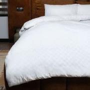 Zydante® Dekbedovertrek Emboss Squares 140x220 cm - Wit - met 1 Kussen...