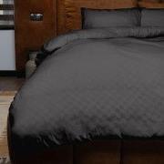 Zydante® Dekbedovertrek Emboss Squares 140x220 cm - Zwart - met 1 Kuss...