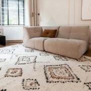 Berber Vloerkleed Hoogpolig Wit - Ikat - Polypropyleen