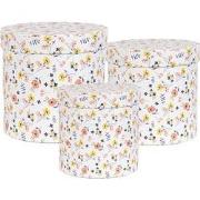 Clayre & Eef Opbergdoos Set van 3 Ø 19x19 / Ø 17x17 / Ø 15x15 cm Wit K...