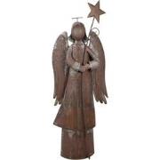 Clayre & Eef Kerstdecoratie Beeld Engel 48x18x133 cm Bruin Metaal