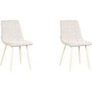 LABEL51 Eetkamerstoel Nino 54x45x89 cm - Naturel - Stof - set van 2