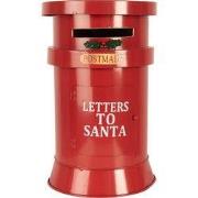 Clayre & Eef Kerstdecoratie Brievenbus Ø 24x38 cm Rood Metaal