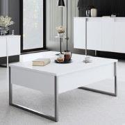 Rechthoekige Salontafel Wit Luxe 90x60 - Zilver Frame