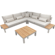 Vita cornerset camel sand/teak inclujsief natural mixed weave kussens
