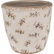 Clayre & Eef Bloempot  Ø 16x16 cm Beige Blauw Keramiek Olijven Bloempo...