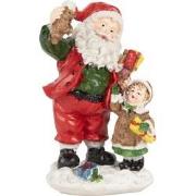 Clayre & Eef Kerstdecoratie Beeld Kerstman 13 cm Rood Kunststof