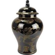 Fine Asianliving Chinese Gemberpot Porselein Zwart Draak