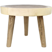 HSM Collection-Ronde Bijzettafel Boomschijf-ø50x40-Naturel-Munggur