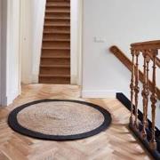 Rond vloerkleed Jute Naturel/Antraciet Bruin,Antraciet,Zwart