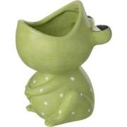 J-Line - Bloempot Kikker Open Mond Dolomiet Groen Large - 16.5x15.5x21...