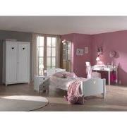 LUCEVI - Amori bed + Nachtkastje + 2 Deurs Kleerkast + Bureau - Wit - ...