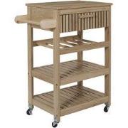 Keukentrolley Klaus Verrijdbaar met Lade - Keukenkar op Wielen Bruin