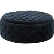 J-Line - Poef Rond Knopen Wilson Fluweel Berk Antraciet - 100x100x40cm