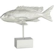 J-Line - Tropische Vis Lang Op Voet Poly Zilver - 33x7x25.5cm