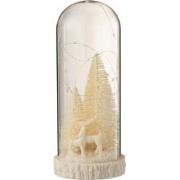 J-Line - Stolp Hoog Led Herten Glas/resin Wit Large - 12x12x28cm