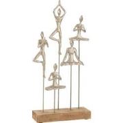 J-Line - Vrouwen Yoga Hout Metaal Naturel/zilver - 26x9x52.5cm