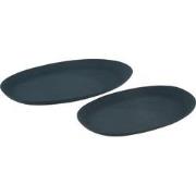 J-Line - Set Van 2 Schalen Ovaal Ijzer Blauw - 54.5x33.5x3cm