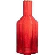 J-Line - Karaf Fiore Glas Rood - 11x11x27cm