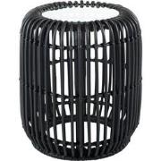 J-Line - Bijzettafel Rond Rotan/glas Mat Zwart - 35x35x45cm