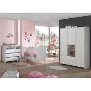 LUCEVI - Kiddy Babybed + Commode 3 laden + 3 Deurs Kleerkast + Boekenk...